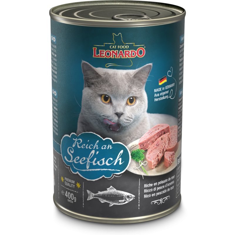 Lata de Leonardo Peixe Marinho para Gatos 400 gr