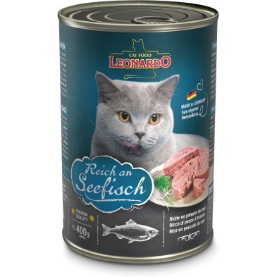 Lata de Leonardo Peixe Marinho para Gatos 400 gr