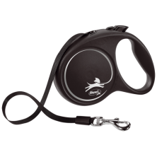 Flexi Correa Extensible Black Design Plateado Cinta 5m