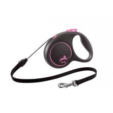 Flexi Correa Extensible de Cordón Black Design Rosa