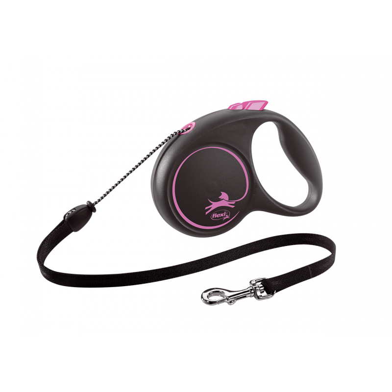 Trela extensível Flexi para cães com cordão em cor-de-rosa