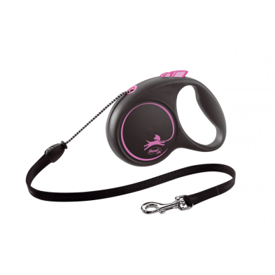 Trela extensível Flexi para cães com cordão em cor-de-rosa
