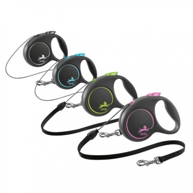 Trela extensível Flexi para cães com cordão em cor-de-rosa