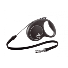 Flexi Correa Extensible de Cordón Black Design Plata