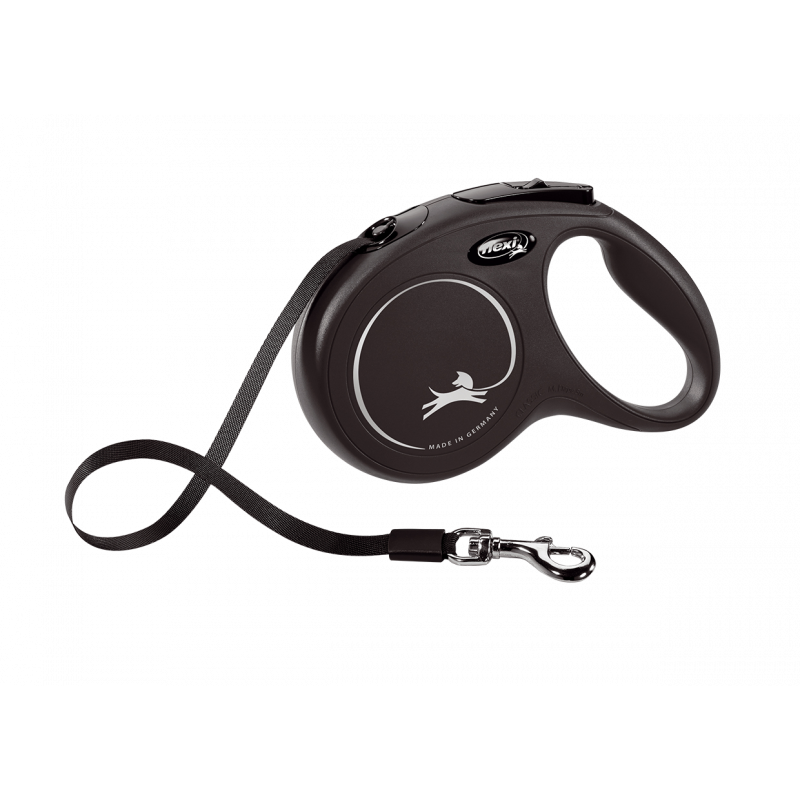 Flexi New Classic Preto Trela extensível para cães