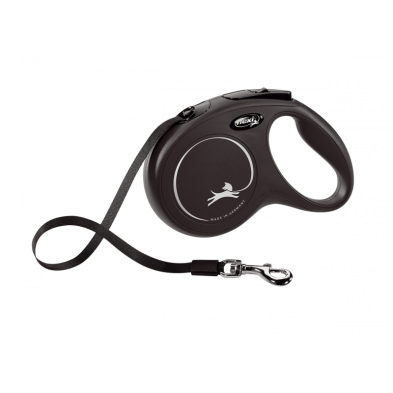 Flexi New Classic Preto Trela extensível para cães