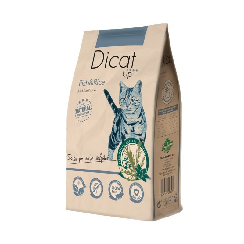 Ração para gatos adultos Dicat Up Adult Fish & Rice da Dibaq