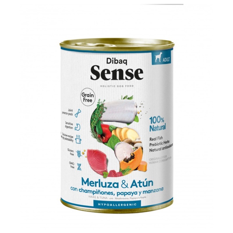Comida húmida para cães Dibaq Sense 380gr Lata de Pescada e Atum GF
