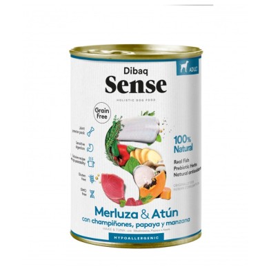 Comida húmida para cães Dibaq Sense 380gr Lata de Pescada e Atum GF
