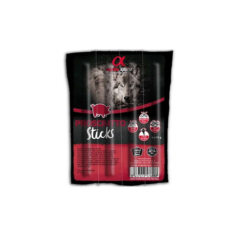 Sticks naturais sem grãos para cães Alpha Spirit Bars 4 unidades.