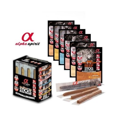 Sticks sem cereais para cães Alpha Spirit Barras multi-sabor 6x4 unidades.