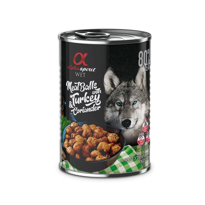 Alpha Spirit Lata de Almôndegas Peru e Coentro 400g