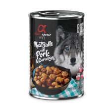 Comida húmida para cães Alpha Spirit Can Almôndegas de Porco e Alcaravia 400gr