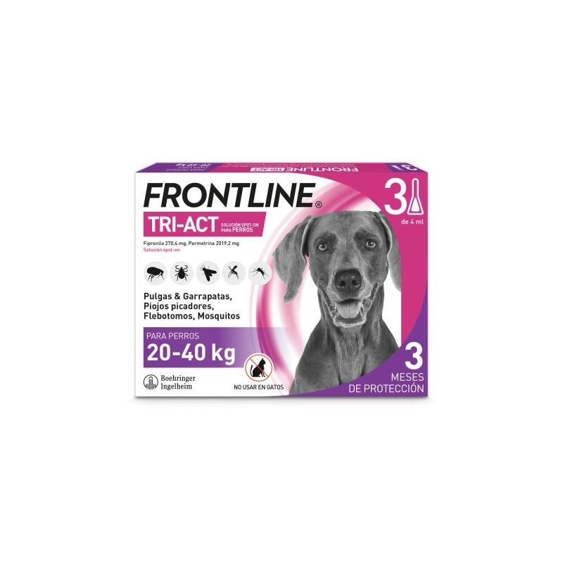 3 Pipetas Frontline Tri-Act Solução Spot-On para cães