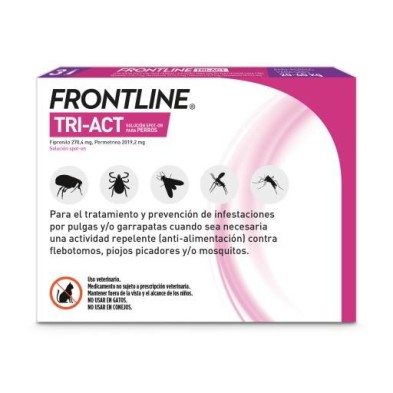 3 Pipetas Frontline Tri-Act Solução Spot-On para cães