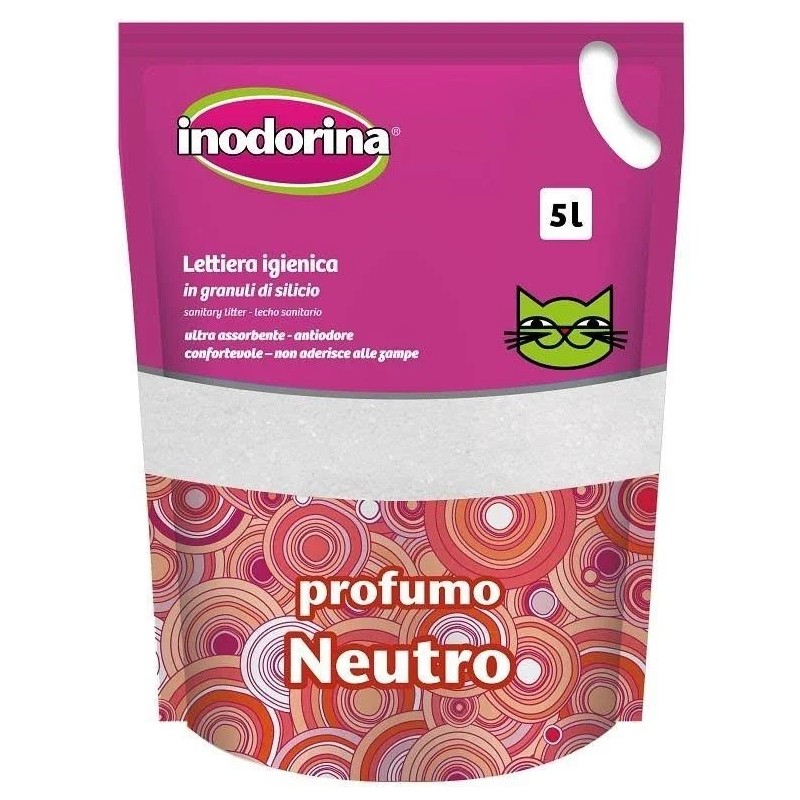 Saco de areia para gatos Inodorina Gel de Sílica Perfume Neutro