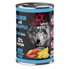Alimento Húmido Alpha Spirit para cães sem cereais Lata Salmão com Ananás 400gr