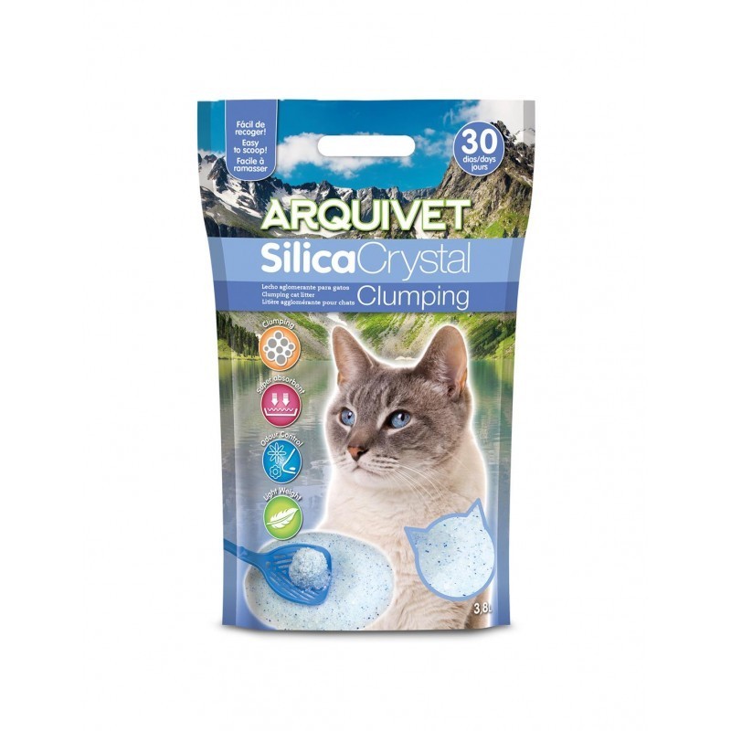 Areia para gatos Arquivet Silica Crystal Clumping  3,8 L.