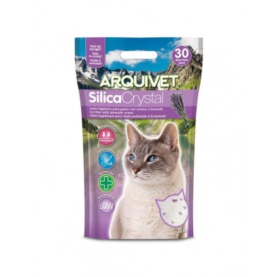 Areia para gatos Arquivet Silica Crystal Aroma Lavanda 3,8 L.