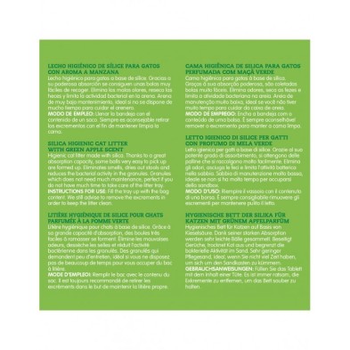 Areia para gatos Arquivet Silica Crystal Aroma Maçã verde 3,8 L.