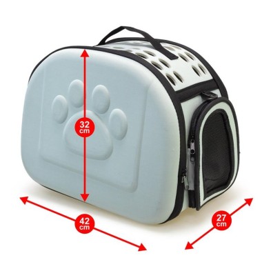 Arquivet Transportín Plegable Gris 42x27x32 cm (pequeñas mascotas)