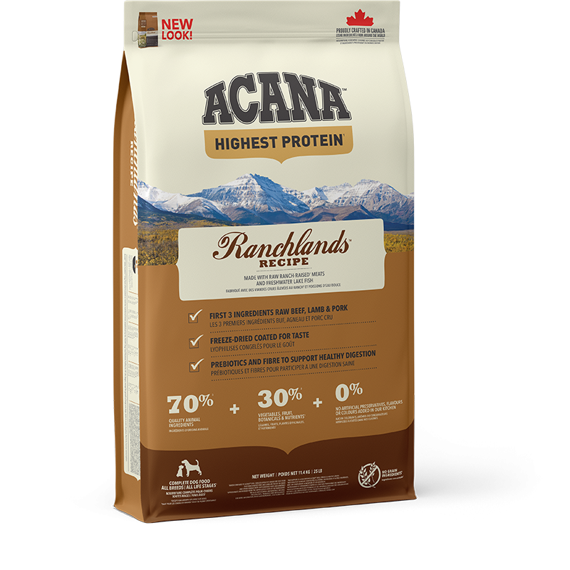 Acana Ranchlands. Alimento que sem cereais para cães adultos de qualquer raça