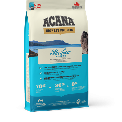 Acana Pacifica Dog. Ração que sem cereais para cães com peixe fresco