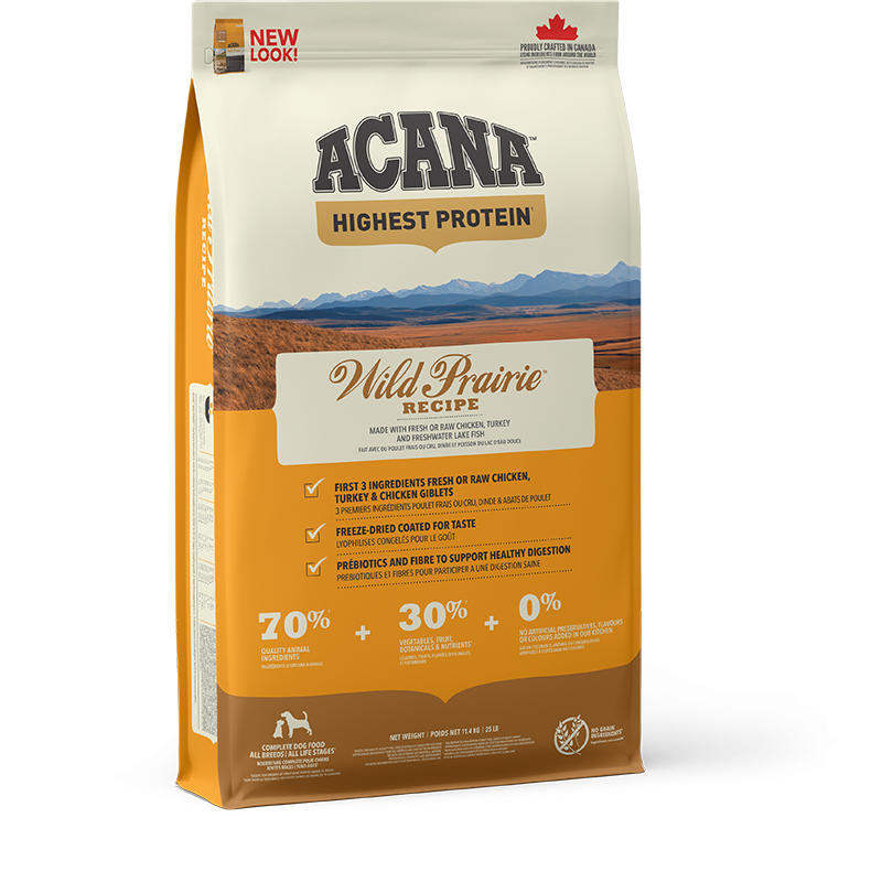 Acana Wild Prairie Dog, Alimento que sem cereais para cães adultos com aves