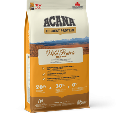 Acana Wild Prairie Dog, Alimento que sem cereais para cães adultos com aves
