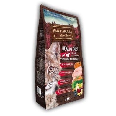 Natural Woodland Realm Diet. Ração sem grãos para gatos com frango fresco