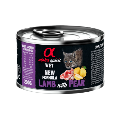 Lata para gatos de cordeiro com pêra Alpha Spirit 200 gr