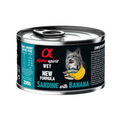Lata Alpha Spirit para gatos de sardinha com banana 200 gr