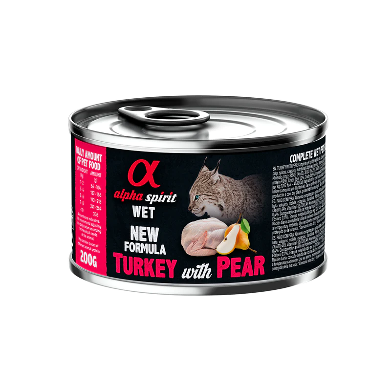 Alpha Spirit Húmedo Lata Gatos 200 gr Pavo con pera