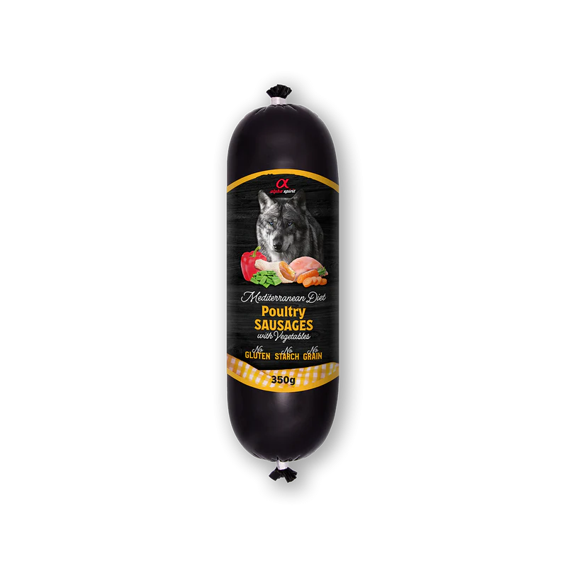 Alpha Spirit Húmedo Salchicha "Mediterranean Diet" 350 gr para perros aves de corral
