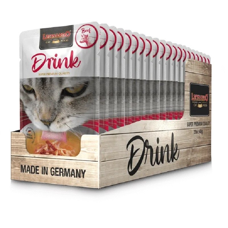 Leonardo Drink Beef. Sopa de Vitela paga Gatos adultos