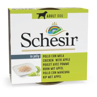 Lata para cães Schesir de frango com maçã em gelatina 150 gr