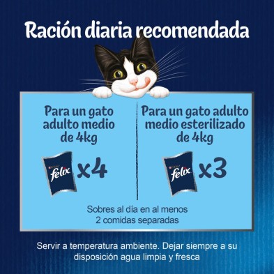 Felix Fantastic Saquetas de Gelatina para Gatos Festa do Mar com vários peixes