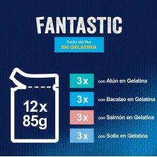 Felix Fantastic Saquetas de Gelatina para Gatos Festa do Mar com vários peixes