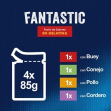 Felix Fantastic Saquetas de Gelatina para Gatos Festa do Mar com várias carnes