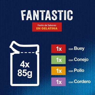 Felix Fantastic Saquetas de Gelatina para Gatos Festa do Mar com várias carnes