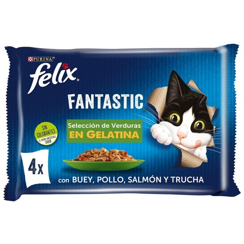 Felix Fantastic Sachês de Gelatina para Gatos Seleção de Legumes