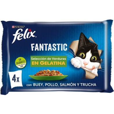 Felix Fantastic Sachês de Gelatina para Gatos Seleção de Legumes