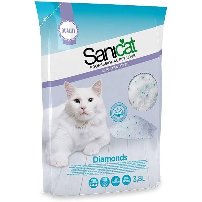 Sanicat Diamonds areia para gatos cristais de sílica