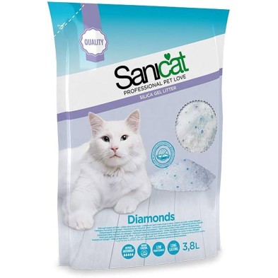 Sanicat Diamonds areia para gatos cristais de sílica