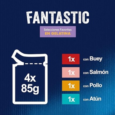 Felix Fantastic Sachês de Gelatina para Gatos Seleções Favoritas de Carne e Peixe