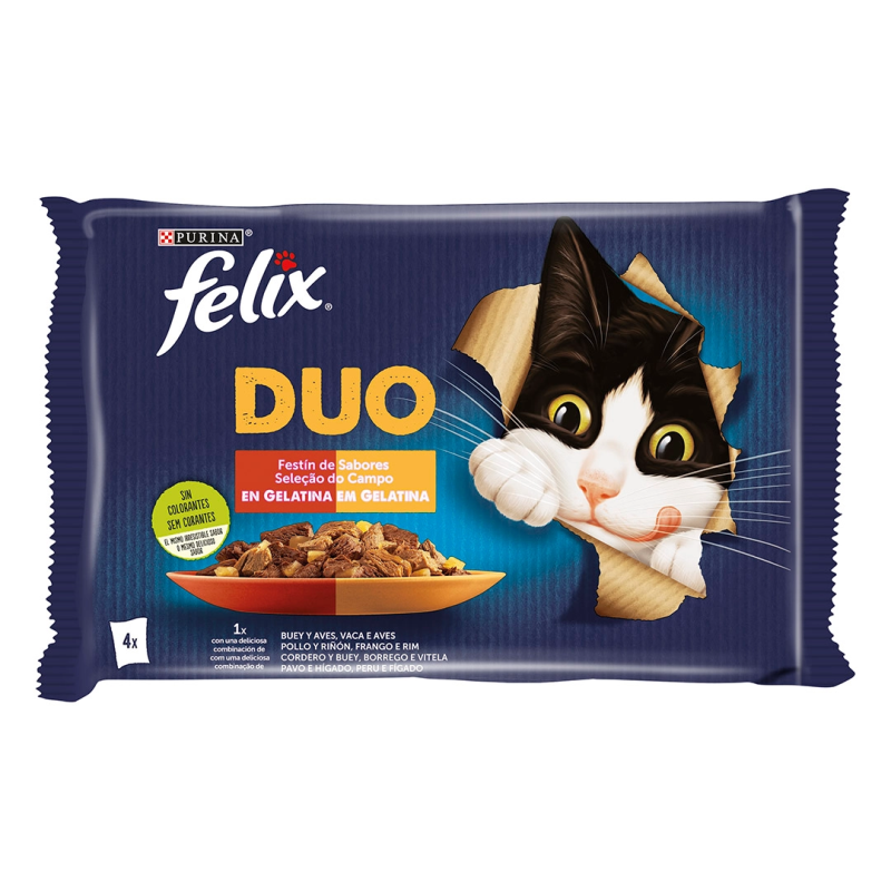 Felix Duo Feast of Flavours Sachês de Gelatina para Gatos