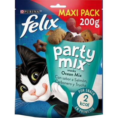 Felix Snacks para Gatos Party Mix Ocean Maxipack con Salmón y Trucha