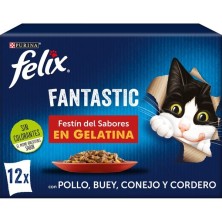 Felix Fantastic Saquetas de Gelatina para Gatos Festa do Mar com várias carnes