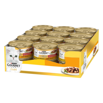 Pack Purina Gourmet Gold Mordidos em Molho Frango e Fígado para gatos