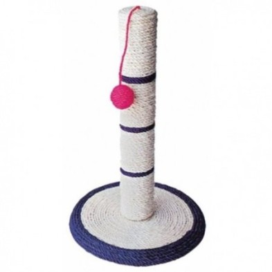 Poste para arranhar em sisal com base redonda e cilindro com bola 30x46cm